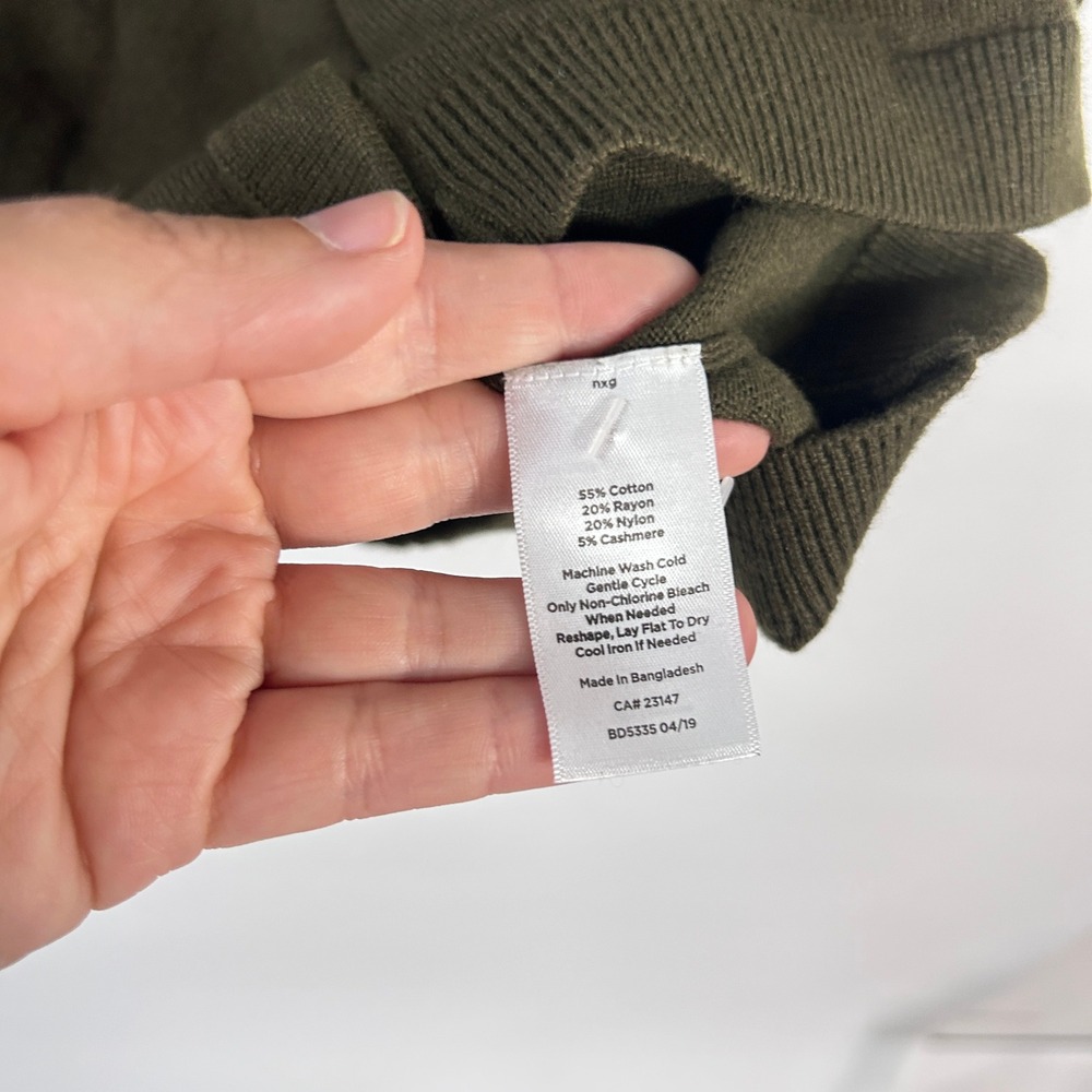 Talbots Olive Cashmere Blend Cardigan 2X Minimalist Capsule Wardrobe Sweater - Picture 4 of 9